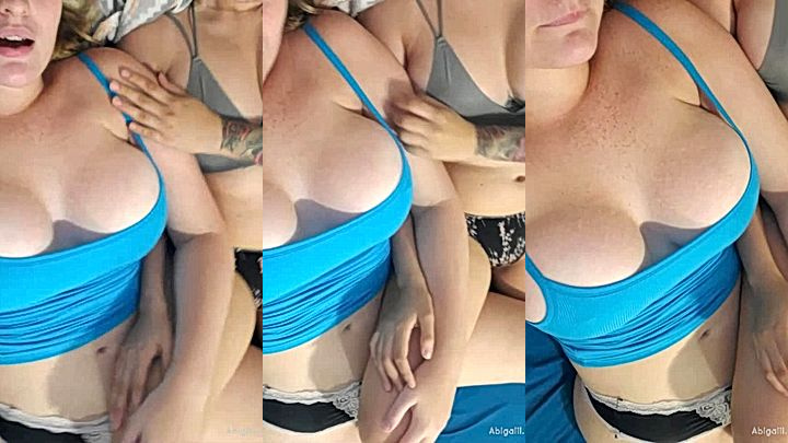 big tits stepsis Abigaiil Morris resting on the bed onlyfans