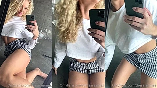 sexy hot model Sara Ames recorded a teasing video showin goff her curves in this onlyfans leaked mirror teasing video