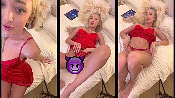 leaked video of sexy hot diva Frances Bentley in red lingerie playing with her bg tits and rub her clits