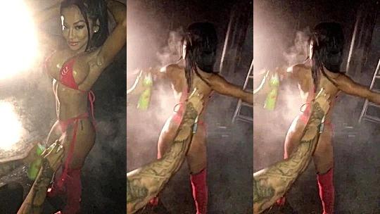 sexy big tits Filipino CJ Miles getting sprayed on her ass