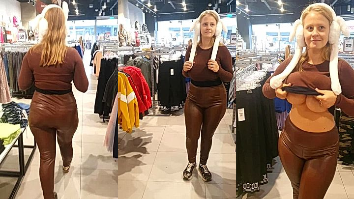 model  cat walking at the mall, PolaRainbow leaked big tits video at the mall