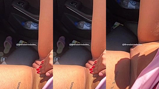 bad sexy brazillian model Brenda Trindade show a glimpse of her tight hole and rub it gently
