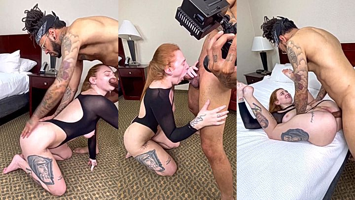 sexy hot model Katrina Marie gags on huge white cock before he bent her and fuck her coochie hard from behind