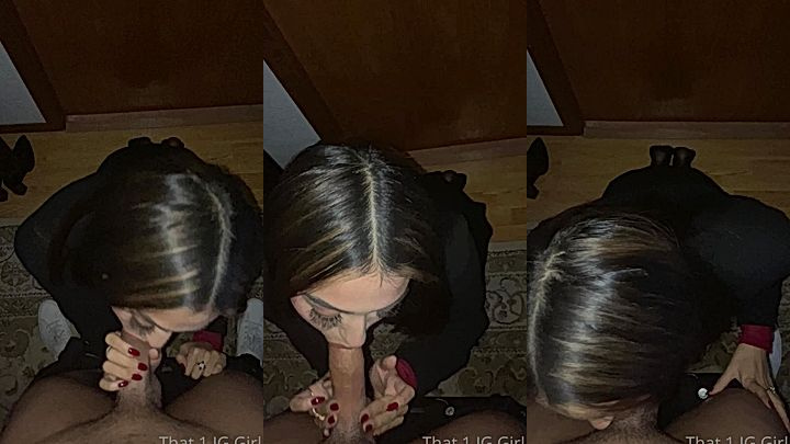horny slut  That1iggirl sucks on a huge white cock in front of the cam, onlyfans leak