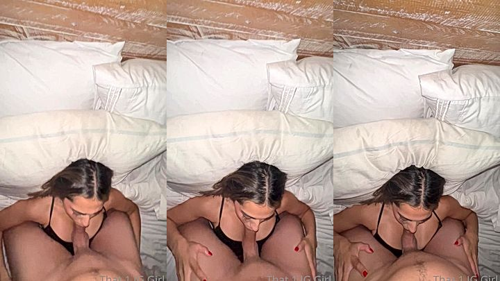 freaky slutty angel That1iggirl lays back on the bed and sucks on a huge white cock till he cums on her face, onlyfans leak