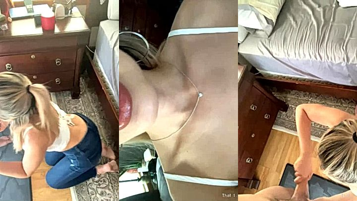 white gir moaning softly as she sucked her study partner cock in her bedroom, leaked video
