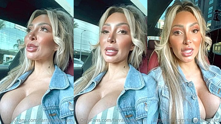 naughty arab american babe Farrah Abraham show off her big boobs clevage as she drives to work