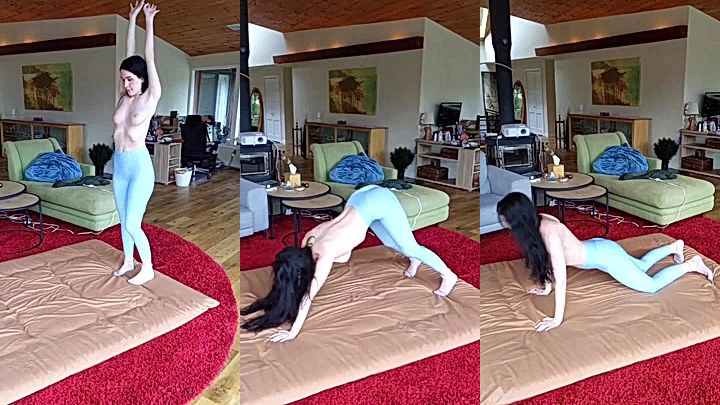 Aella girl is having so much fun teasing while doing yoga