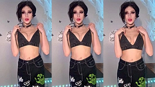 naughty onlyfans model Vampkira fondles her big tits in lingerie