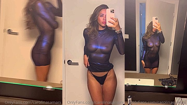 nasty sexy model Carolina Samani turn around and show that sxy curves in the mirror, leaked mirror tease