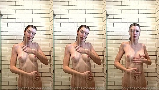 naughty onlyfans model Erin Gilfoy takes ashower and rubs her natural boobs