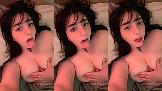naked naughty onlyfans model Defiantpanda tease and fondles her big tits