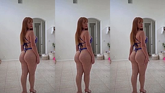 onlyfans model Bambi Doe stand and shows her natural ass