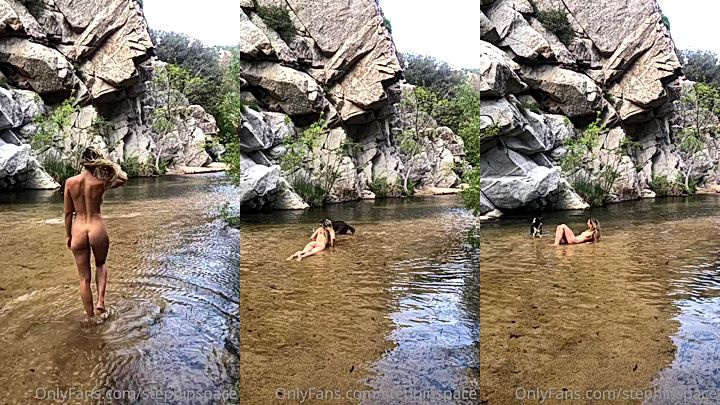 horny doll Stephinspace shows off her sxey ass and wet pussy while in the water, leaked nude video
