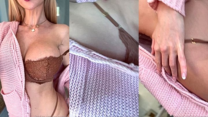 sexy onlyfans model Frances Bentley talks diry to cam and shows her big tits in lingerie
