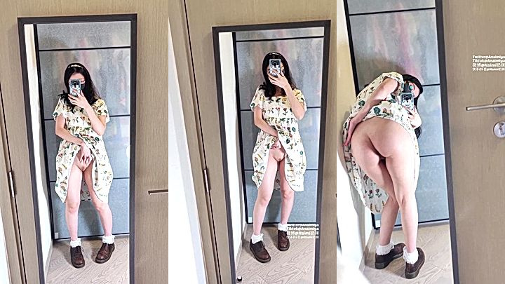 sexy hot babe Anaimiya made a mirror video showing her wet pussy hard in this video