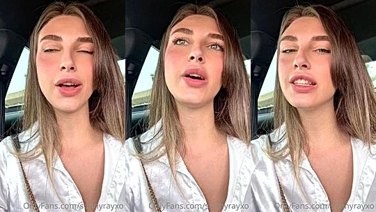 naughty onlyfans model Sunnyrayxo talks dirty to cam in her car ……..