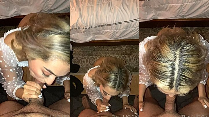 blond naughty onlyfans model That1iggirl sucks thick cock and shows her ass