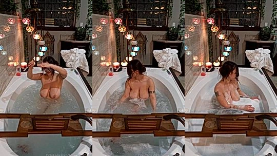 white beauty Bigtittygothegg having a really good time in th ebathtub