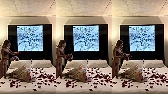 sexy onlyfans model Babybellllzzzz put peddles of rose on the bed and shows her tits in lingerie and ass