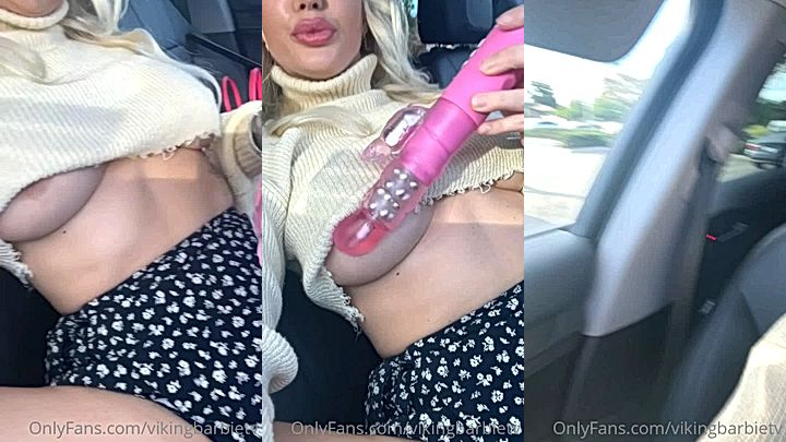 onlyfans leak model Viking Barbie gently uses toy on pussy in car till shes soaked leaked onlyfans