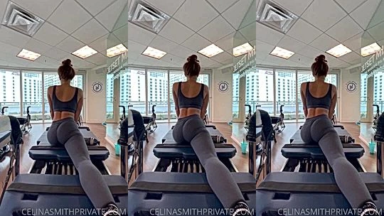 naughty hot cunty bith Celina Smith in the gym working out to kep her glute nd body in shape