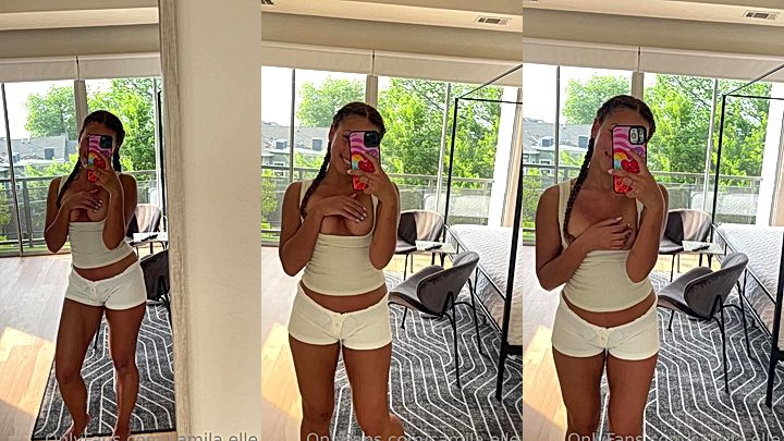 naughty onlyfans slutty bitch Camila Elle do a mirror selfie in lingerie