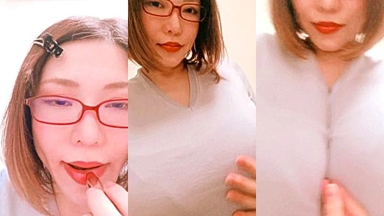 naughty onlyfans model Anri Okita do her makeup and shows big tits iin lingerie