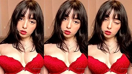 sexy onlyfans model Defiantpanda fondles her huge tits in lingerie