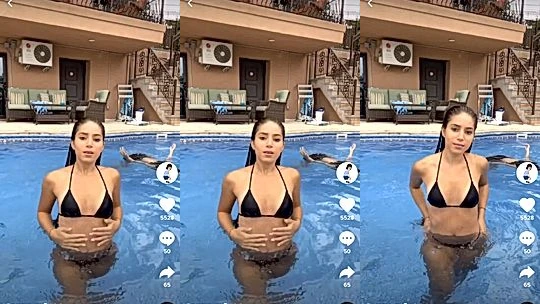 sexy quen Emarrb listening to her favorite jam in the pool