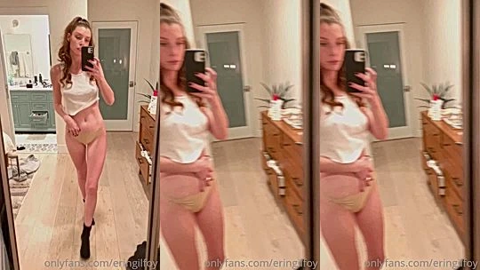sexy american onlyfans model Erin Gilfoy do mirror selfie and rubs her big tits