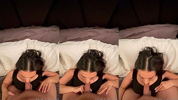 horny doll That1iggirl hair pulled as she gags on hard cock