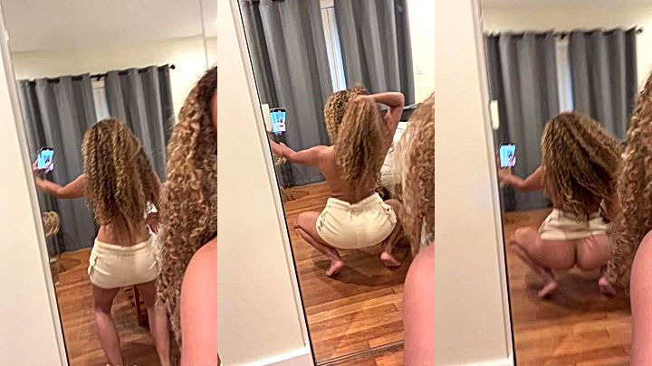 naughty onlyfans model Camila Elle whine her big natural booty in a mirror video