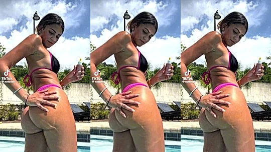 naughty Bri Adeline rub oil on her sexy big ass, leak