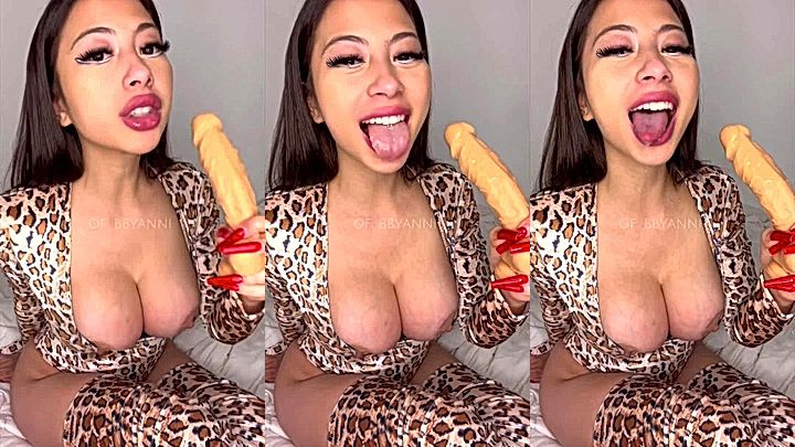 bad girl Bbyanni swallow dildo and spit all over tits leaked onlyfans video