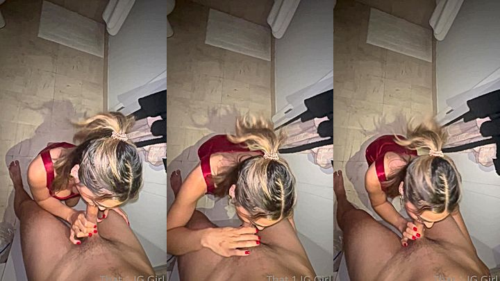 horny goddess That1iggirl got on her knees and make eye contact all through as she gags on my big cock, leaked viral video