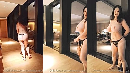 sexy bad onlyfans model Anri Okita spread her legs and rubs her big booty