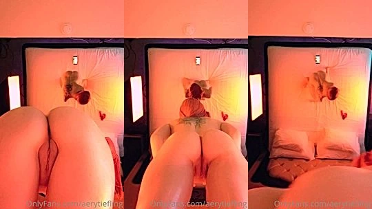 leak nude video, naked Aery Tiefling rub her coochie hard in the night while she is all alone in her bedroom