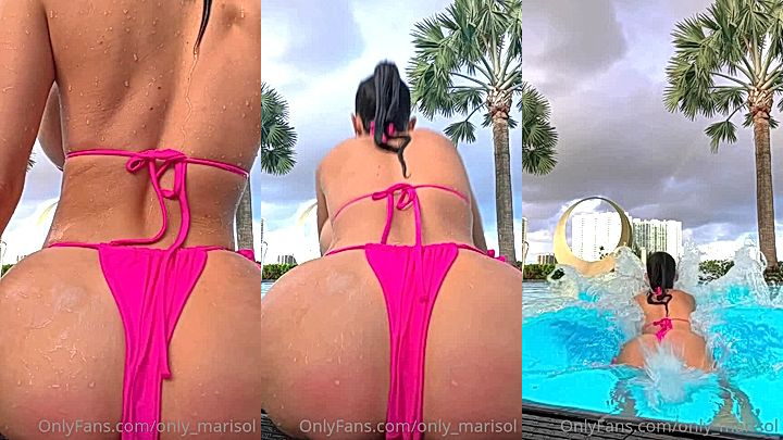 onlyfans model Marisol Yotta swimming in the pool in lingerie