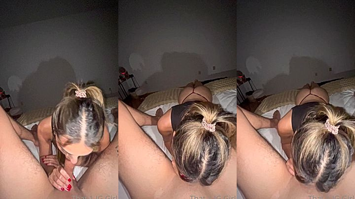 That1iggirl is so horny she on her knees sucking big hard cock till she can’t