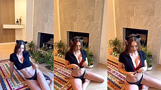 bad naughty onlyfans model Sophie Mudd on her knees slwoly undresses for you