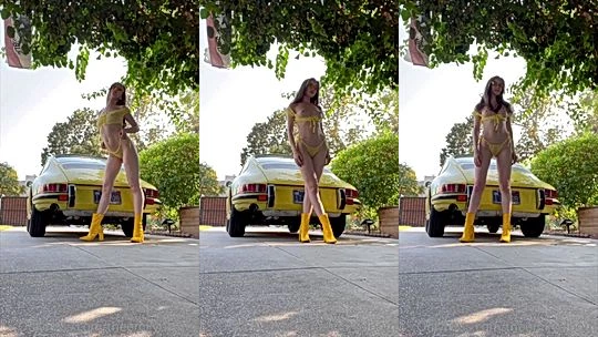 superhot model Emily Bloom naked and flaut her sexy super hot body resting on her porshe