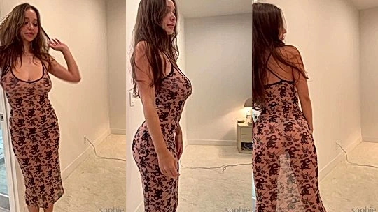 Sophie Mudd dressed up in a gown that show her curves and perfect tits