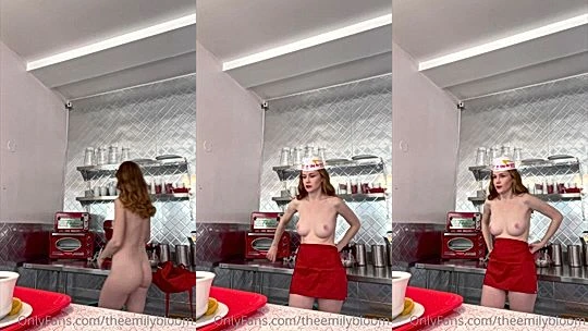 hot petite onlyfans model Emily Bloom snapping with an ice cream costume