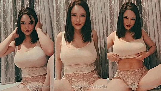 sexy onlyfans model Anri Okita undress and rubs her big tits