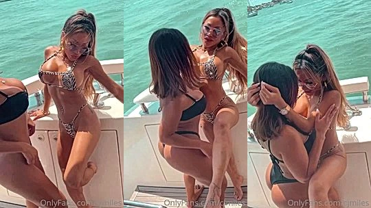 thick sexy hot model CJ Miles play with her sexy home girl on the boat, onlyfans leak