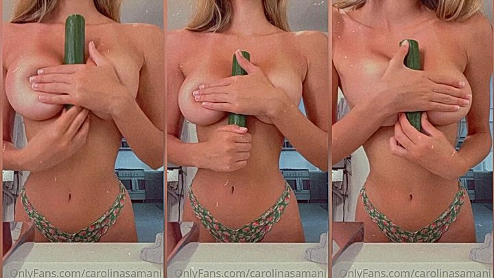freaky naughty hoe Carolina Samani fuck her big boobs with cucumber