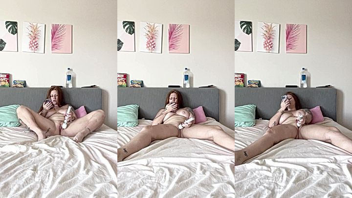 horny stepmom Katrina Marie masturbating on the bed naked onlyfans