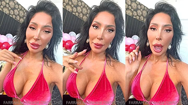 sexy bad babe Farrah Abraham flaunt her big boobs in red bikini, big boobs teasing