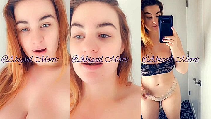 nusty hot chick  Abigaiil Morris grab her big boobs hard in the mirro, nude leak